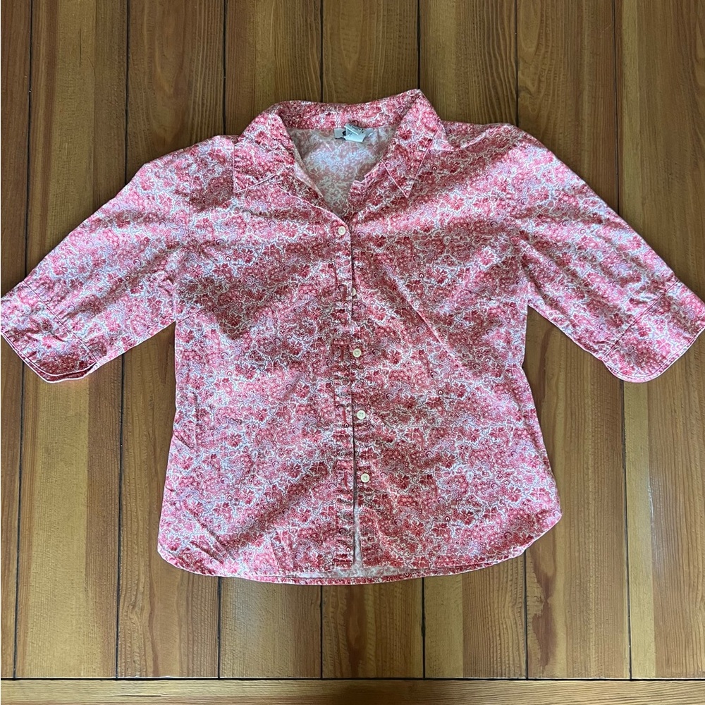 Pink and White Floral Blouse